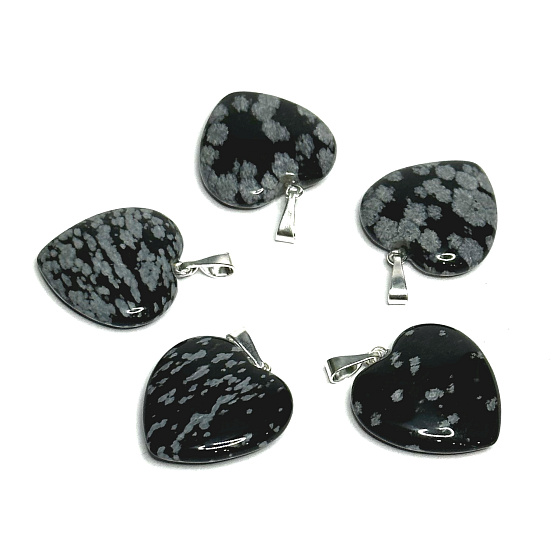 Obsidianflake Herzanhänger Naturstein 20 mm, Stein der Erlösung