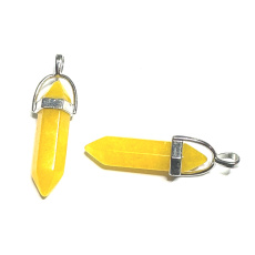 Avanturin gelb Pendel Sechseck Anhänger Naturstein 41 x 13 mm, Glücksstein