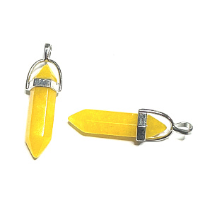 Avanturin gelb Pendel Sechseck Anhänger Naturstein 41 x 13 mm, Glücksstein