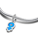 Charme Sterling Silber 925 Lady in blau, Armband Anhänger Symbol