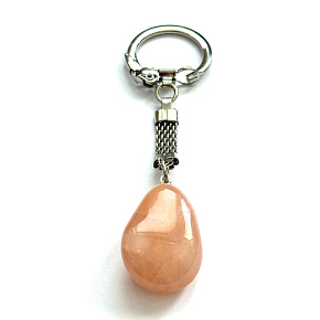 Calcit Trommel Anhänger Schlüsselanhänger Naturstein, ca. 10 cm