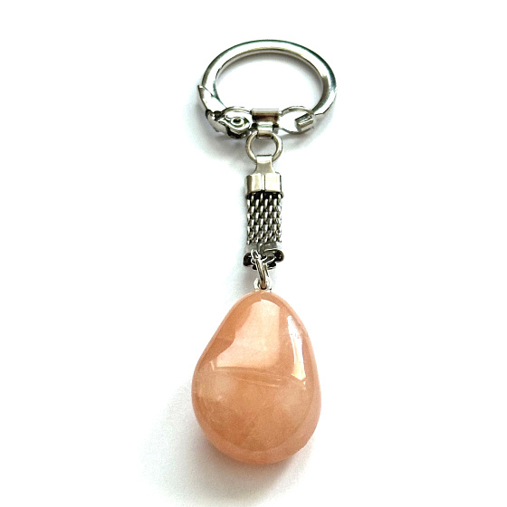Calcit Trommel Anhänger Schlüsselanhänger Naturstein, ca. 10 cm