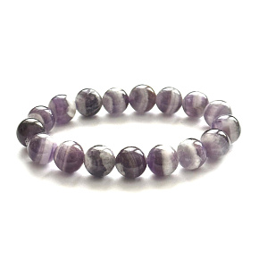Amethyst Chevron Armband elastisch Naturstein, Kugel 12 mm / 16 - 17 cm, Stein der Könige und Bischöfe