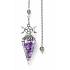 Orgonit-Pendel – Amethyst | Natürliches Mineral | Silberfarbener Anhänger Pentagramm und Dreifachmond + Kette ca. 20 cm