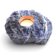 Sodalith Kerzenleuchter roher Naturstein 110 x 110 x 60 mm 1 Stück, Stein Kommunikation