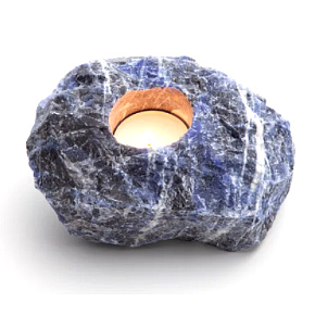 Sodalith Kerzenleuchter roher Naturstein 110 x 110 x 60 mm 1 Stück, Stein Kommunikation Sodalith Kerzenleuchter roher Naturstein 110 x 110 x 60 mm 1 Stück, Stein Kommunikation