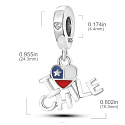 Charm Sterlingsilber 925 Chilenische Flagge Herz - Ich liebe Chile - I Love Chile, 2-in-1 Anhänger für Reise-Armband