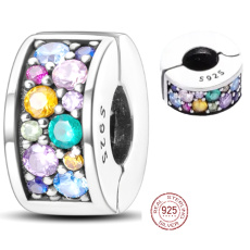 Charme Sterling Silber 925 Garden of Eden farbigen Zirkonia, Stopper, Clip Perle auf Armband Symbol