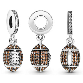 Charme Sterling Silber 925 American Football, Anhänger am Armband Sport