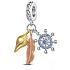 Charm Sterlingsilber 925 Schutzamulett, Anker, Feder, Muschel 3-in-1, Anhänger für Meeresarmband