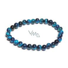 Tigerauge blau Armband elastisch Naturstein, Kugel 6 mm / 16-17 cm, Stein der Sonne und Erde, bringt Glück und Reichtum