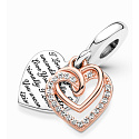 Sterling Silber 925 Rose Unconditional Love - ineinander verschlungenes Herz, 2in1 Liebesarmband-Anhänger