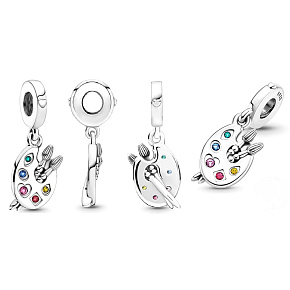 Charm Sterling Silber 925 Malerei Palette, Anhänger Armband Interessen