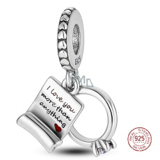 Charms Sterling Silber 925 Verlobungsring und Ehegelübde, Ich liebe dich mehr als alles andere 2in1, Liebesarmband-Anhänger Charms Sterling Silber 925 Verlobungsring und Ehegelübde, Ich liebe dich mehr als alles andere 2in1, Liebesarmband-Anhänger