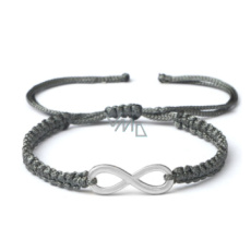 Infinity - Unendlichkeit, Glücksarmband, handgefertigtes Emblem, silberfarben verstellbar