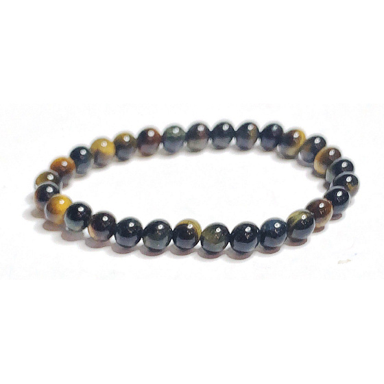 Tygří oko multi color tmavý náramek elastický přírodní kámen slunce a země