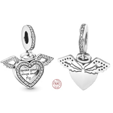 Charme Sterling Silber 925 Engelsflügel, spreizen und fliegen, Anhänger am Armband Symbol Charme Sterling Silber 925 Engelsflügel, spreizen und fliegen, Anhänger am Armband Symbol