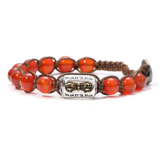 Karneol a vadžra – tibetský buddhistický náramek, korálky 8 mm, energie, vášeň a tvořivost