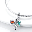 Charms Sterling Silber 925 Peru - Lama, Kaktus, Sonne 3in1, Reisearmband Anhänger