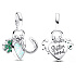 Charme Sterling Silber 925 Schwester vierblättriges Kleeblatt für Glück, Herz und Hufeisen 3in1, Anhänger am Armband Familie