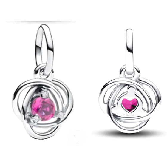 Charme Sterling Silber 925 Rosa Ewigkeit Kreis Oktober, Anhänger am Armband Symbol