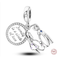Charm Sterlingsilber 925 Familie ist ein Kreis der Liebe, Anhänger für Armband Familie