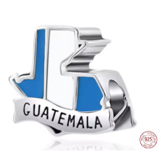 Charm Sterlingové stříbro 925 Guatemala – tajemství Mayů, příroda a opravdovost - mapa, korálek na náramek cestování