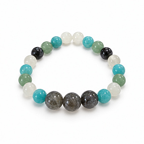 Armband mit Geschichte – Neuer Anfang, natürliche Mineralien, Kugel 8 mm / Handgelenk 14–15 cm