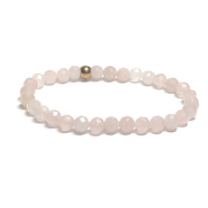 Rose Facettenarmband elastisch Naturstein, Kugel 6 mm / 16 - 17 cm, Liebesstein