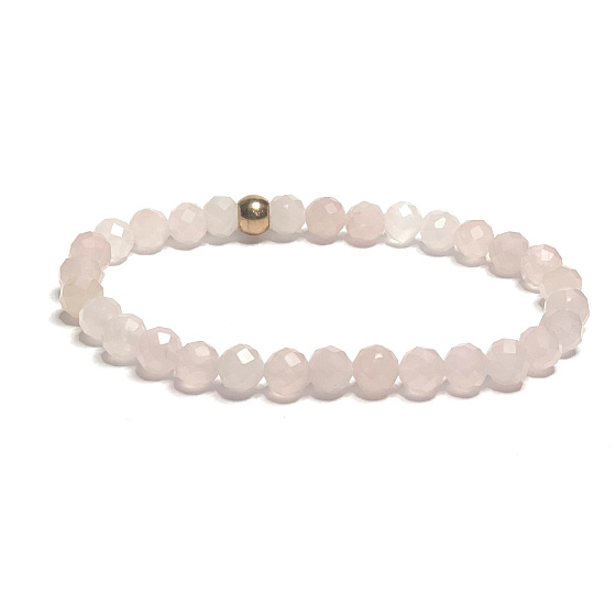 Rose Facettenarmband elastisch Naturstein, Kugel 6 mm / 16 - 17 cm, Liebesstein