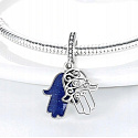Charme Sterling Silber 925 Hand der Fatima, Hamsa 2in1, Anhänger am Armband Symbol