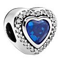 Charm Sterlingsilber 925 Herz mit blauem Kristall, Perle für Armband Liebe