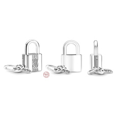 Charms Sterling Silber 925 Vorhängeschloss und Schlüssel 2in1, Liebesarmband Anhänger