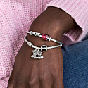 Charms Sterling Silber 925 Hund mit Knochen, Perle am Armband Haustier