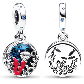 Charm Sterling Silber 925 Australisches Korallenriff 2in1, Reise-Armband-Anhänger