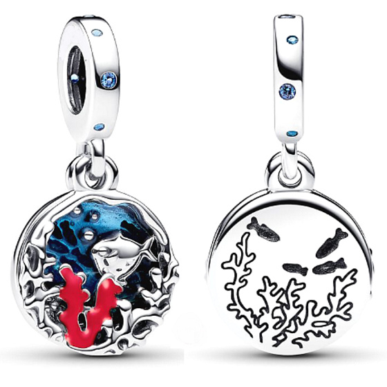 Charm Sterling Silber 925 Australisches Korallenriff 2in1, Reise-Armband-Anhänger