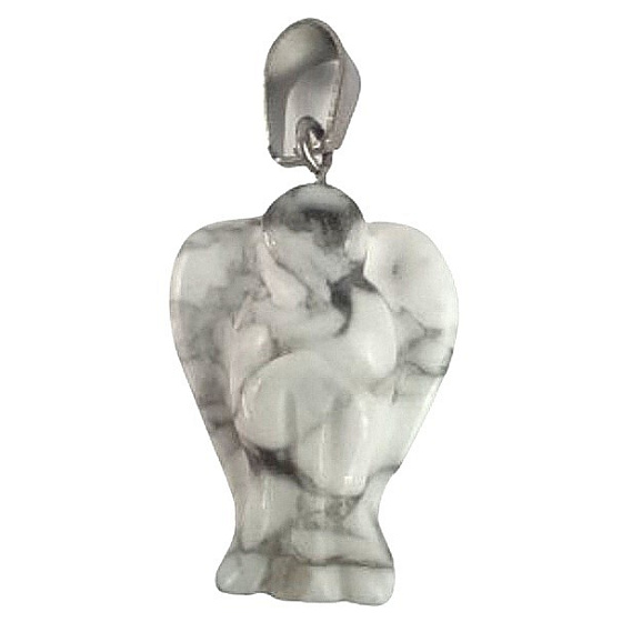 Magnesit / Howlit weiß Engel Schutzengel Anhänger Naturstein 1,7 cm 1 Stück, Reinigungsstein