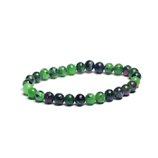 Anyolith / Rubin in Zoisit Armband elastisch Naturstein, Kugel 6 mm / 16 - 17 cm, entlastet in Zeiten der Traurigkeit