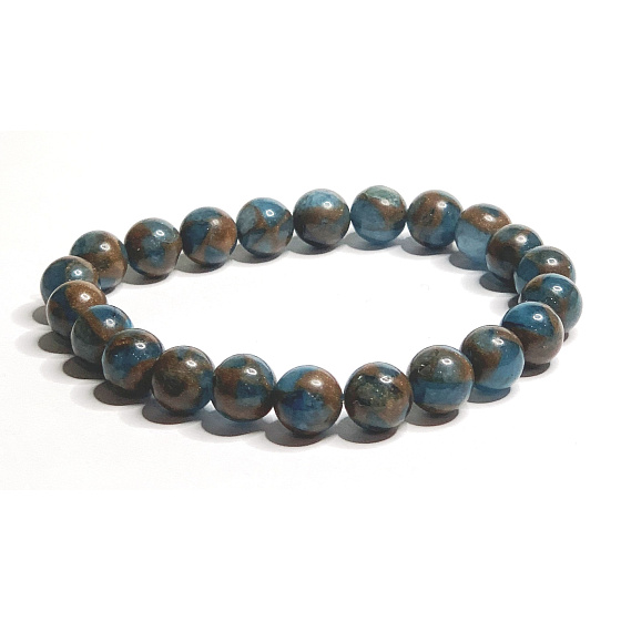Jaspis Cloisonné Blau Armband elastisch Naturstein, Kugel 8 mm / 16 - 17 cm