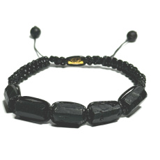 Turmalin / Skoryl Armband Naturstein aus runden Steinen, handgestrickt, größenverstellbar, Hüter der guten Laune