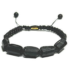 Turmalin / Skoryl Armband Naturstein aus runden Steinen, handgestrickt, größenverstellbar, Hüter der guten Laune