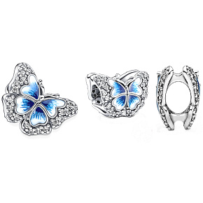 Sterling Silber 925 Blauer Schmetterling und Zitat - ein einzigartiger, 2in1 Natur Armband Anhänger