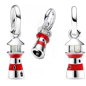 Charms Sterling Silber 925 Leuchtturm leuchtet im Dunkeln, Armband Anhänger Symbol Charms Sterling Silber 925 Leuchtturm leuchtet im Dunkeln, Armband Anhänger Symbol