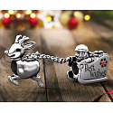Charm Sterling Silber 925 Santa und Rudolph auf einem Schlitten, Perle auf einem Armband Weihnachten