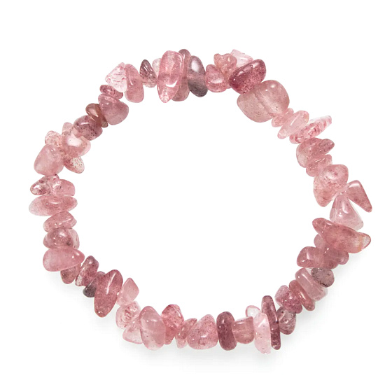 Rosenquarz / Erdbeerquarz Armband elastisch, geschliffener Naturstein 19 cm, der vollkommenste Heiler