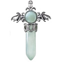 Chalcedon-Kreuz aus Legierung und Naturstein 5,3 x 3,7 x 12 mm, Stein der Liebe und Freude