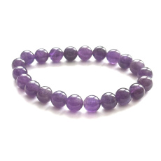 Amethyst Armband elastisch Naturstein, Kugel 9 - 10 mm / 16 - 17 cm, AA Qualität, Stein der Könige und Bischöfe