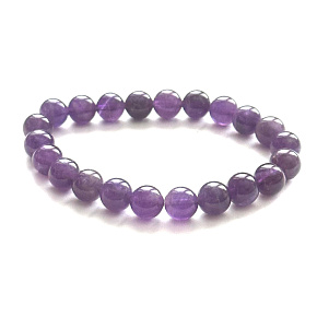 Amethyst Armband elastisch Naturstein, Kugel 9 - 10 mm / 16 - 17 cm, AA Qualität, Stein der Könige und Bischöfe