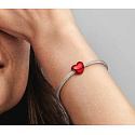 Sterling Silber 925 Metallic Rot Herz Perlen Armband Liebe