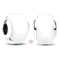 Charme Sterling Silber 925 Weiß Murano Glasperle auf Armband Symbol